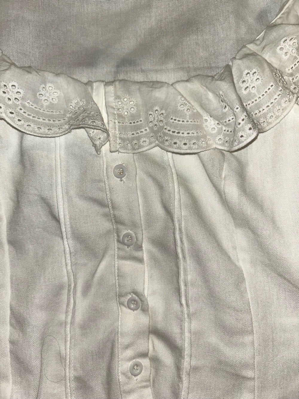 White Eyelet Collar Button-Front Top - Picture 2 of 4